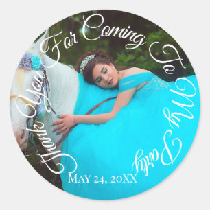 Thank You For Coming To My Party Photo Graduate Classic Round Sticker