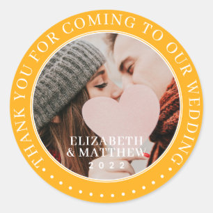 Thank You For Coming To Our Wedding Modern Photo Classic Round Sticker
