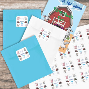 Thank You for Coming Tractor Farm Animals Birthday Square Sticker