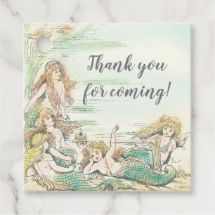 Thank You For Coming Vintage Mermaid Party Theme Favour Tags