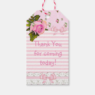 Thank you for Coming Vintage Rose Baby Gift Tag