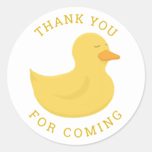 Thank you for coming. Yellow bath duck. Cute bird Classic Round Sticker