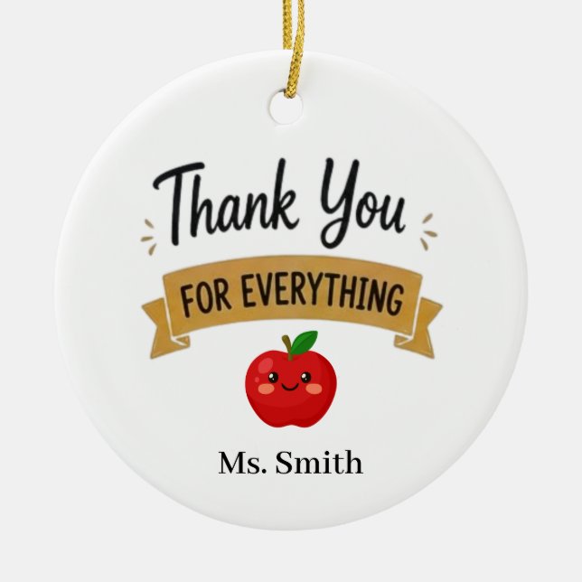 Thank You for Everything Personalised Ceramic Ornament (Front)