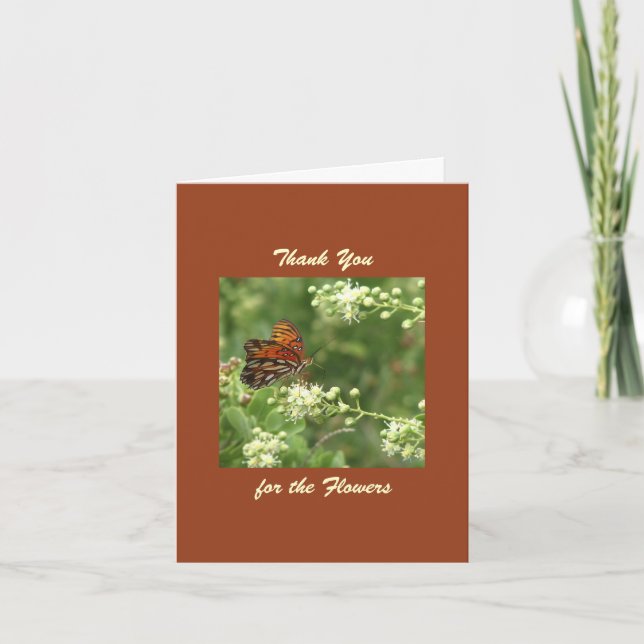 Thank You for Flowers, Orange Butterfly Card (Front)