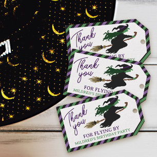 Thank You For Flying By Witch Birthday Party Gift Tags