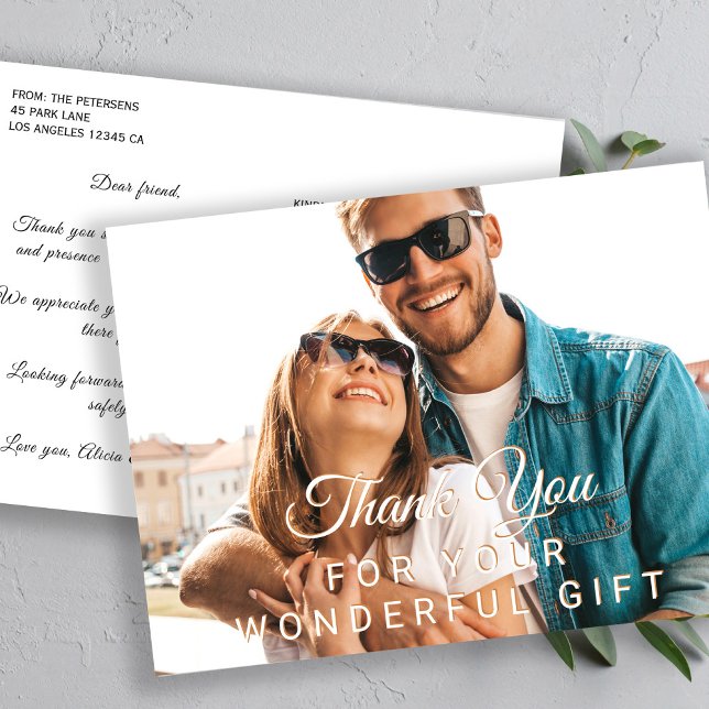 Thank you for gifts elegant photo virtual party postcard (Creator Uploaded)