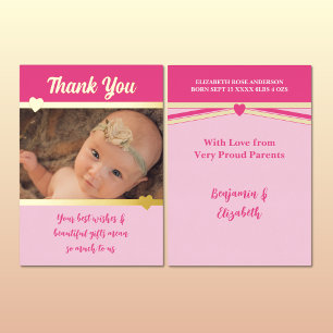 Thank you for gifts new baby pink gold foil card