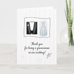 Thank You for Groomsman with Bridal Gown Tuxedo Card
