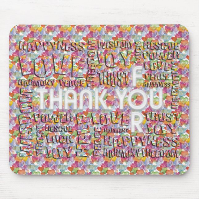 Thank You For ... Hearts pattern Mouse Pad (Front)