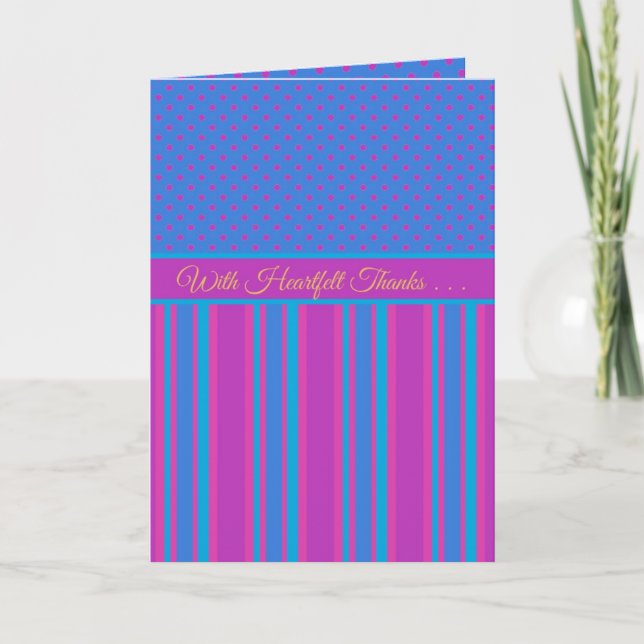 Thank You for Help Card: Magenta and Blue Patterns (Front)