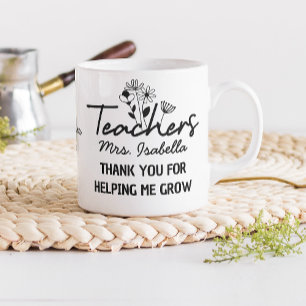 Thank You for Helping Me Grow Floral Coffee Mug