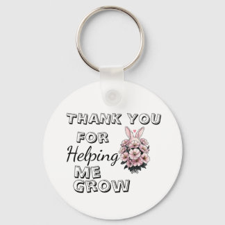 Thank You for Helping Me Grow Floral Teacher Key Ring