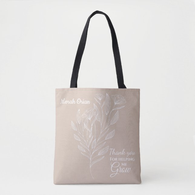 Thank you For helping me grow line art tote (Front)