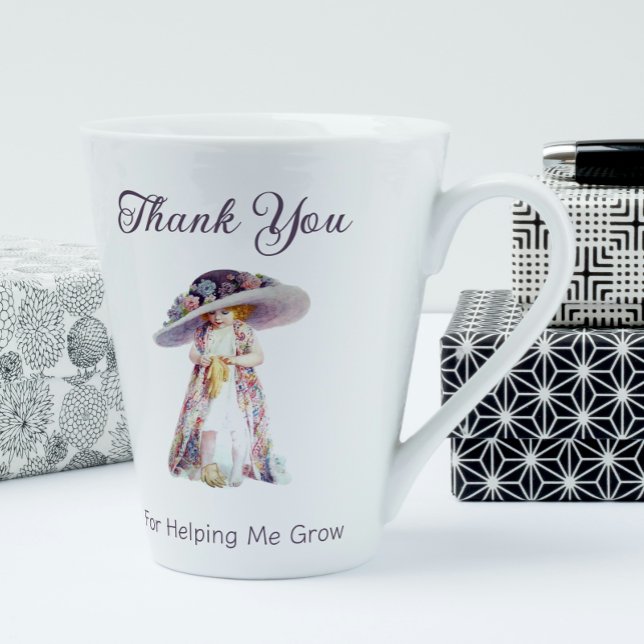 Thank you for helping me grow Teacher Appreciation Latte Mug (Creator Uploaded)
