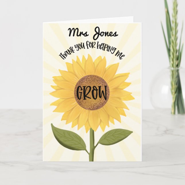 THANK you for helping me grow TEACHER CARD (Front)