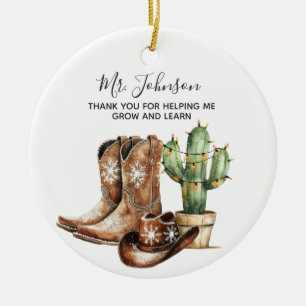 Thank You for Helping Me Grow Teacher Ceramic Gift Ornament