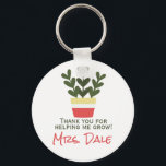 Thank You For Helping Me Grow | Teacher  Key Ring<br><div class="desc">A stylish, modern potted plant illustration in shades of muted red, beige and green. You can easily personalise this design with your teacher's name by replacing "Mrs. Dale" and the tag line "Thank You For Helping Me Grow" to make a great, one of a kind thank you gift for your...</div>