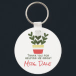 Thank You For Helping Me Grow | Teacher  Key Ring<br><div class="desc">A stylish, modern potted plant illustration in shades of muted red, beige and green. You can easily personalise this design with your teacher's name by replacing "Mrs. Dale" and the tag line "Thank You For Helping Me Grow" to make a great, one of a kind thank you gift for your...</div>