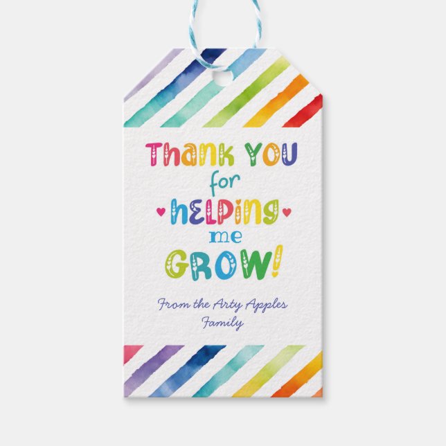 thank you for helping us grow  key ring stone magn gift tags (Front)