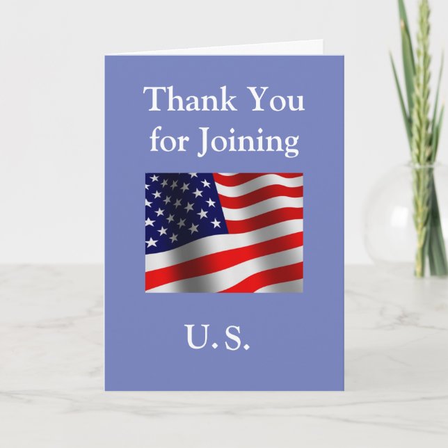 "Thank You for Joining US" New American Citizen Thank You Card (Front)