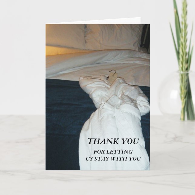 Thank you for letting us stay with you card (Front)