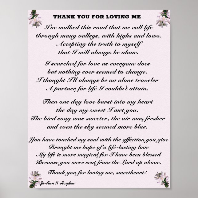 THANK YOU FOR LOVING ME  POSTER (Front)