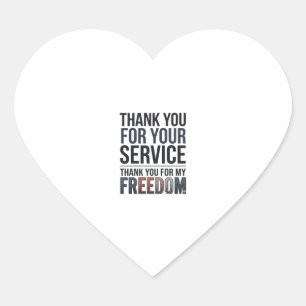 Thank You For My Freedom Patriotic Veteran Shirt_1 Heart Sticker