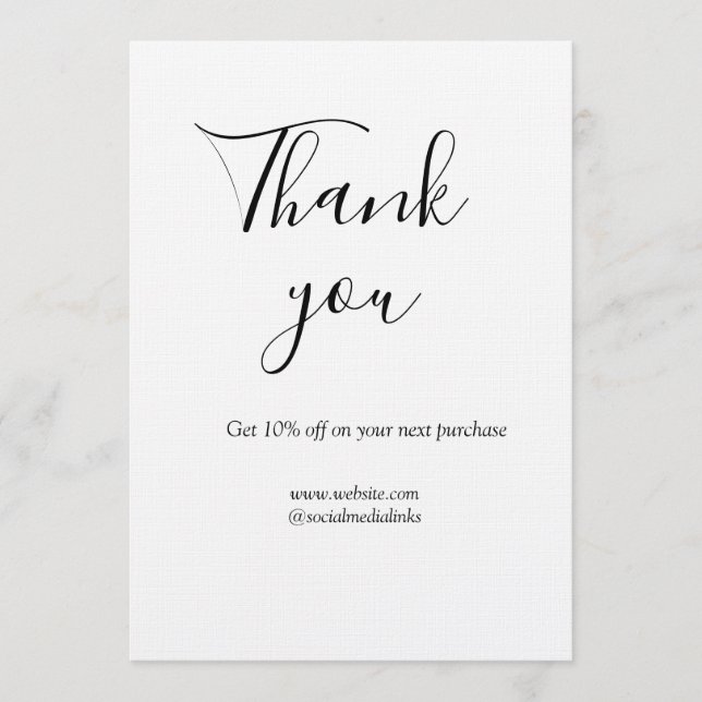 Thank you for order discount code website social b invitation (Front)