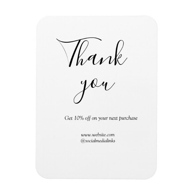 Thank you for order discount code website social b magnet (Vertical)