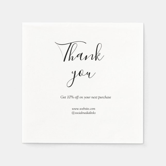 Thank you for order discount code website social b napkin (Front)