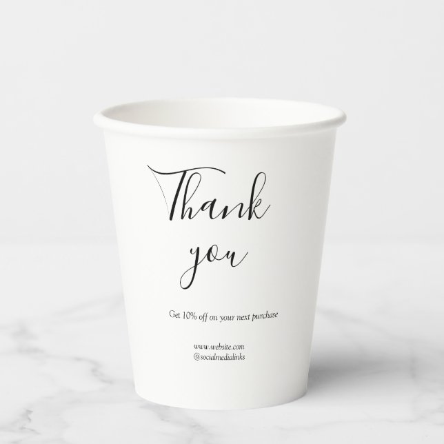 Thank you for order discount code website social b paper cups (Front)