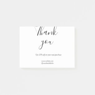 Thank you for order discount code website social b post-it notes