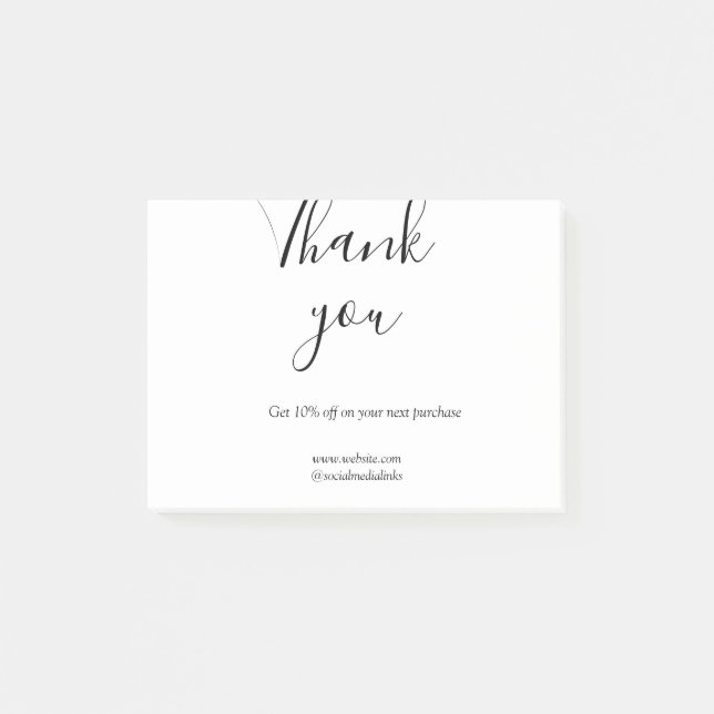 Thank you for order discount code website social b post-it notes (Front)