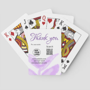 Thank you for order scan QR purple leaves logo web Playing Cards