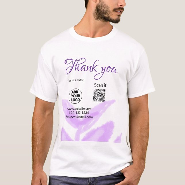 Thank you for order scan QR purple leaves logo web T-Shirt (Front)