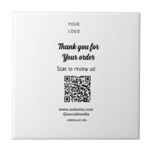 Thank you for order scan Review us business logo Ceramic Tile