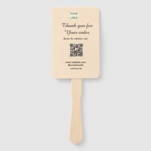 Thank you for order scan Review us business logo Hand Fan