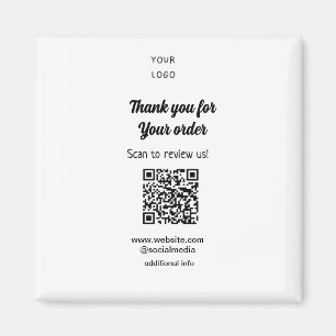 Thank you for order scan Review us business logo Magnet