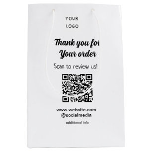 Thank you for order scan Review us business logo Medium Gift Bag