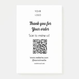 Thank you for order scan Review us business logo Post-it Notes