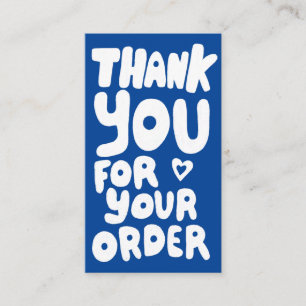 Thank You for Order Social Icons QR Code Blue Business Card