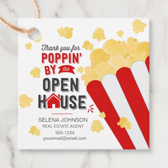Thank you for Poppin' by the Open House realtor Favour Tags (Front)