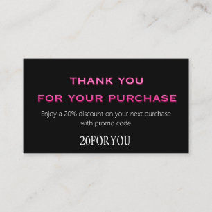Thank You FOR PURCHASE Discount Code Minimal Business Card