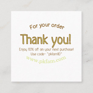 Thank you for purchase gold family business detail calling card