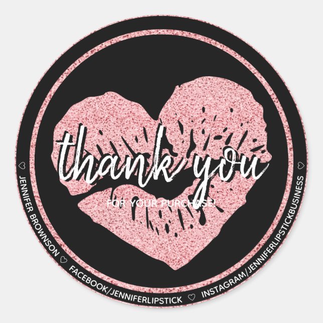 Thank you for purchase lips classic round sticker (Front)