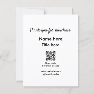 Thank you for purchase name title here scan QR Postcard