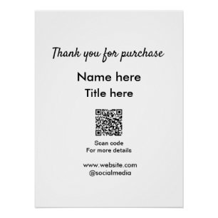 Thank you for purchase name title here scan QR Poster