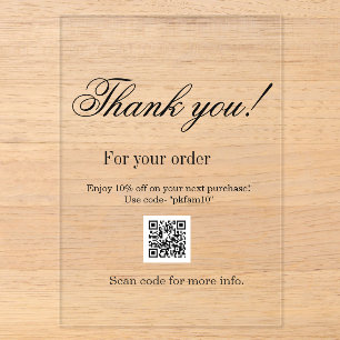 Thank you for purchase pink family business detail acrylic invitations