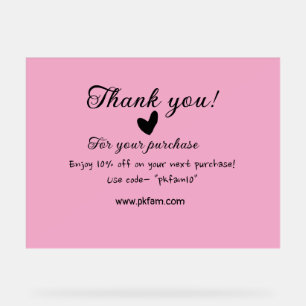 Thank you for purchase pink family business detail acrylic sign