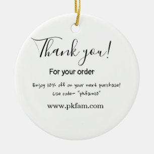 Thank you for purchase pink family business detail ceramic ornament